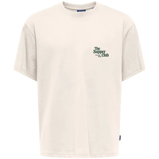 Only & Sons t-shirt met backprint zand Zand/donkergroen