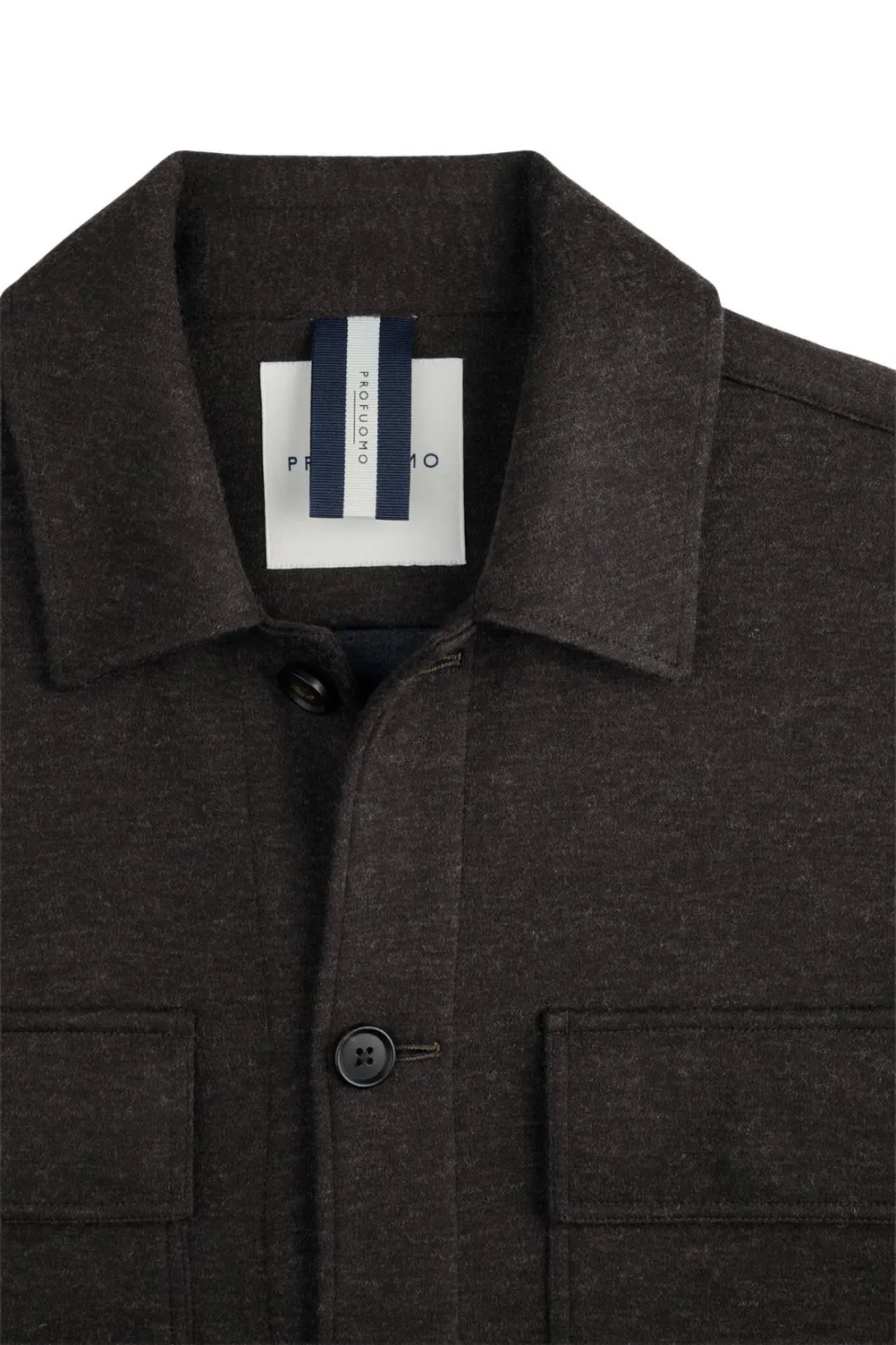 Profuomo relaxed fit overshirt met wol - donkerbruin, foto 4