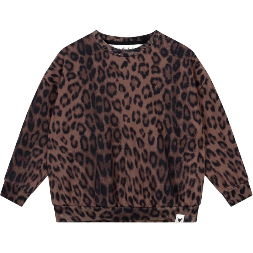 Alix The Label Alix Mini oversized sweater met panterprint - bruin, foto 2