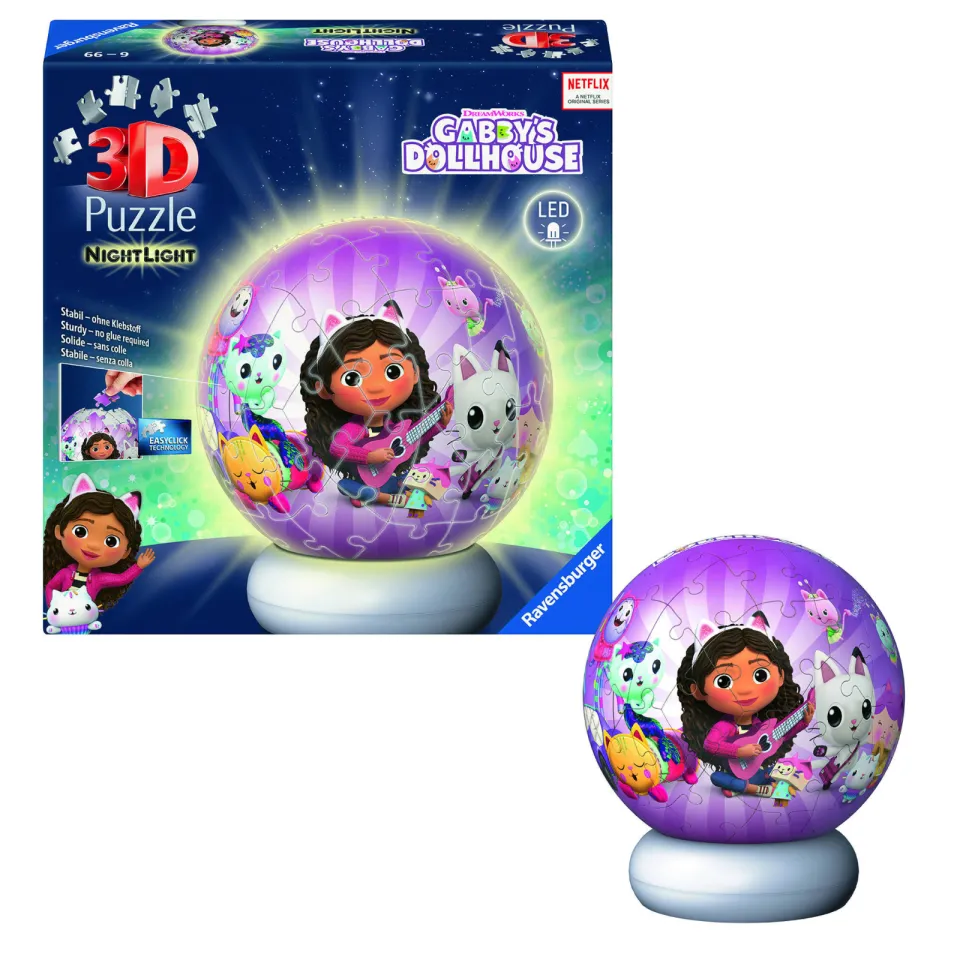 Ravensburger 3D Puzzle NightLight Gabby's Dollhouse - 72 stukjes, foto 6