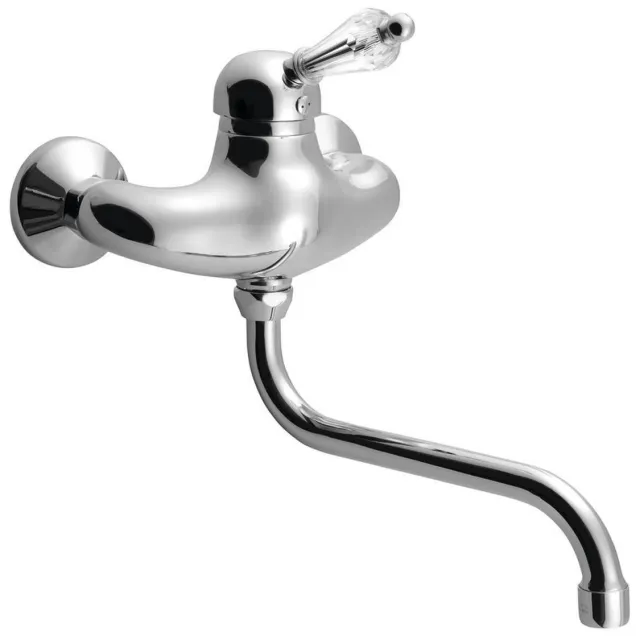 Sapho Inbouw Wastafelmengkraan Sapho Kirké 1-hendel Kristal Retro Uitloop Gebogen 20 cm Chroom