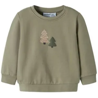 NAME IT BABY rechtvallende sweater met print - groen Printopdruk