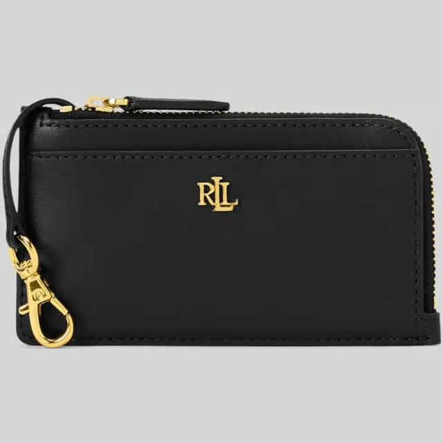 Ralph Lauren Portemonnee voor kleingeld van echt leer Zwart