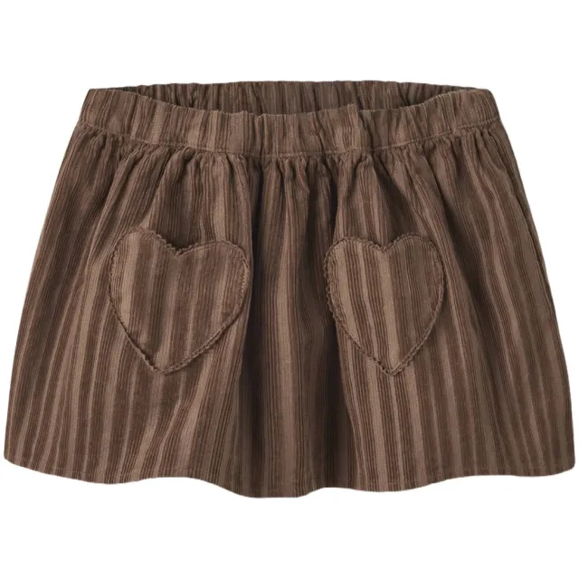 Lil' Atelier MINI corduroy korte A-lijn rok - bruin