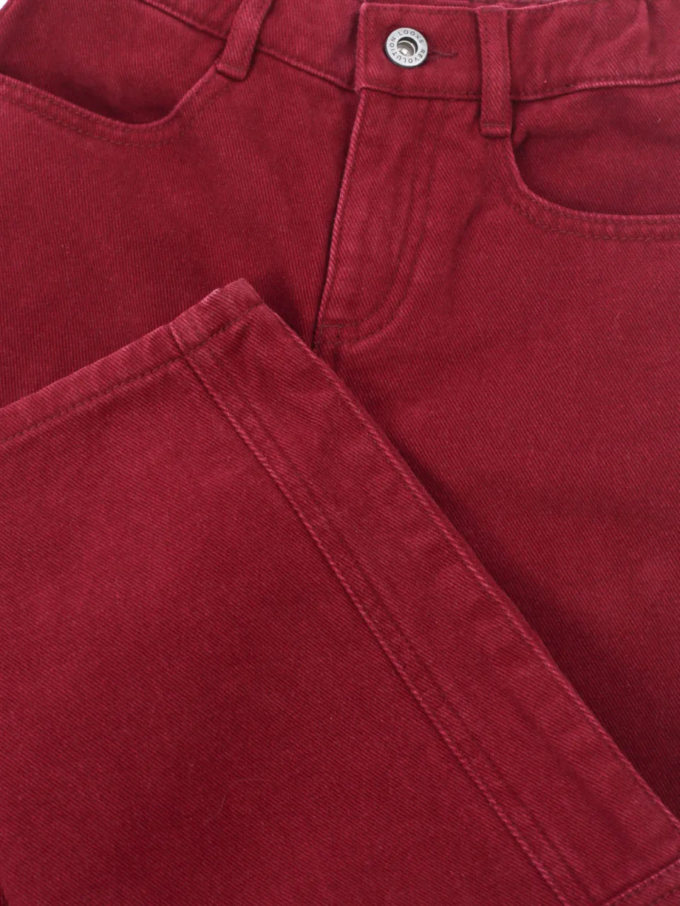 LOOXS 10sixteen 10sixteen colour barrel jeans met borduursels - donkerrood, foto 5