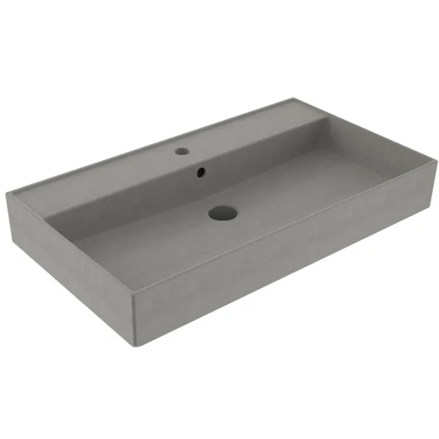 Sanilux Wastafel Sanilux Edge Keramiek 80 1 Kraangat Warm Beton Grijs