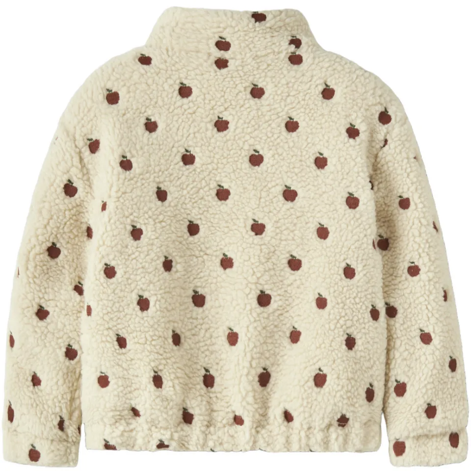 Lil' Atelier MINI teddy jas met appelprint ecru, foto 3