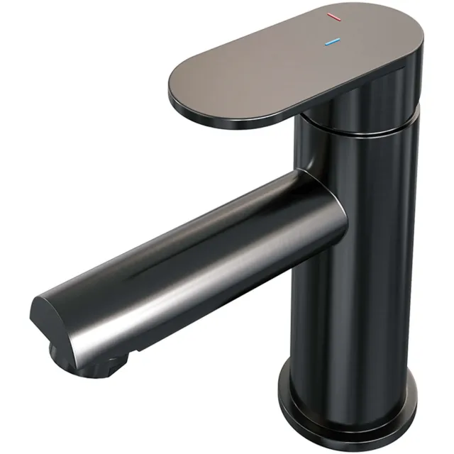 Brauer Wastafelmengkraan Brauer Gunmetal Edition Coldstart Opbouw Laag Platte Hendel Geborsteld Gunmetal PVD