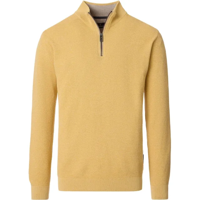 Casa Moda Trui Casamoda Halfzip Trui Structure Melange Geel