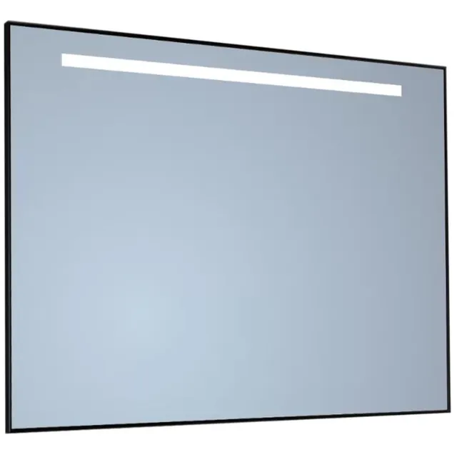 Sanicare Spiegel Sanicare Q-Mirrors 70x70 cm Vierkant Met Aan De Bovenkant LED Cold White, Omlijsting Mat Zwart incl. ophangmateriaal Met Afstandsbediening