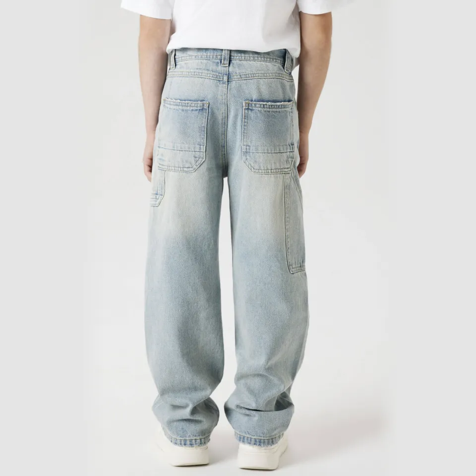 NAME IT KIDS straight fit jeans vintage light blue denim, foto 3