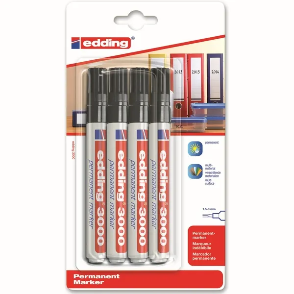 Edding Viltstift edding 3000 rond 1.5-3mm zwart blister