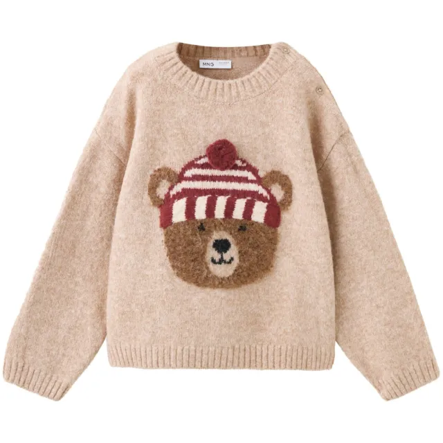 Mango Kids gebreide trui met print - beige, foto 2