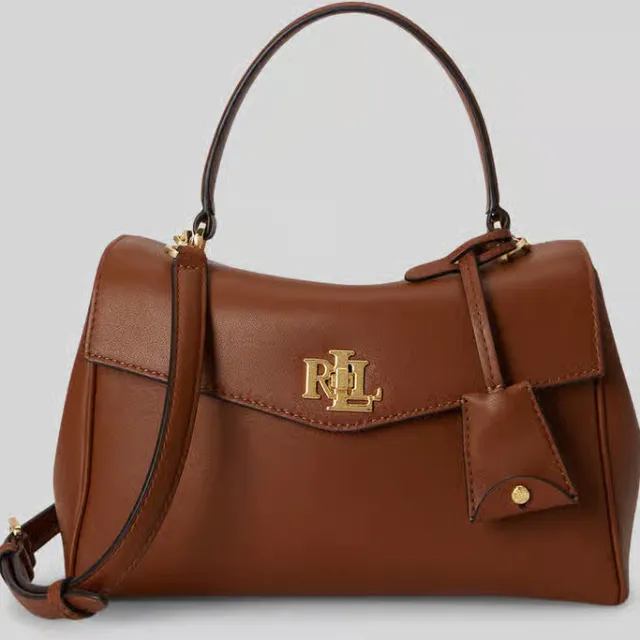 Lauren Ralph Lauren Farrah soft satchel small handtas bruin, foto 2