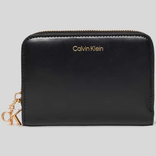 Calvin Klein Portemonnee van echt rundleer Zwart