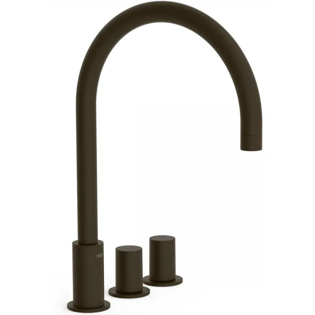 Tres Badrandkraan Tres Study Exclusive Tweeknops Uitloop Gebogen 21,5 cm Zwart Brons