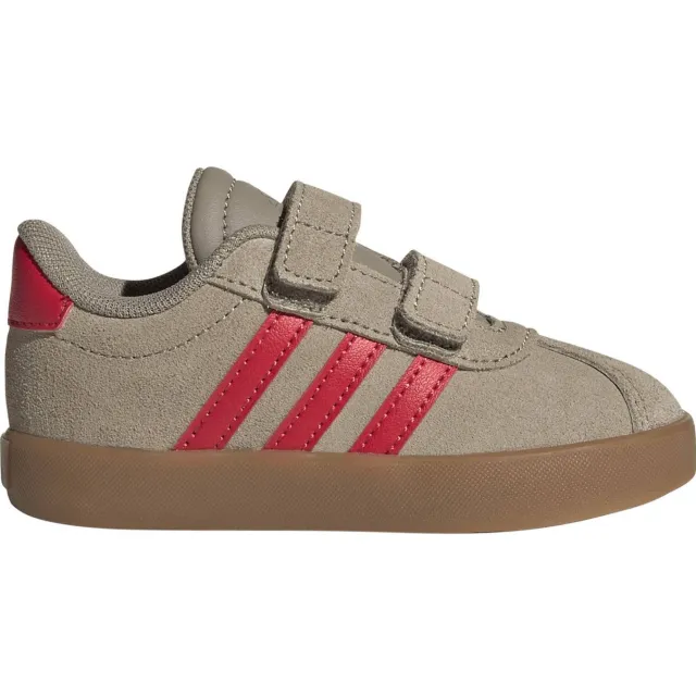 Adidas Sportswear VL Court 3.0 suede sneakers lichtbruin/rood