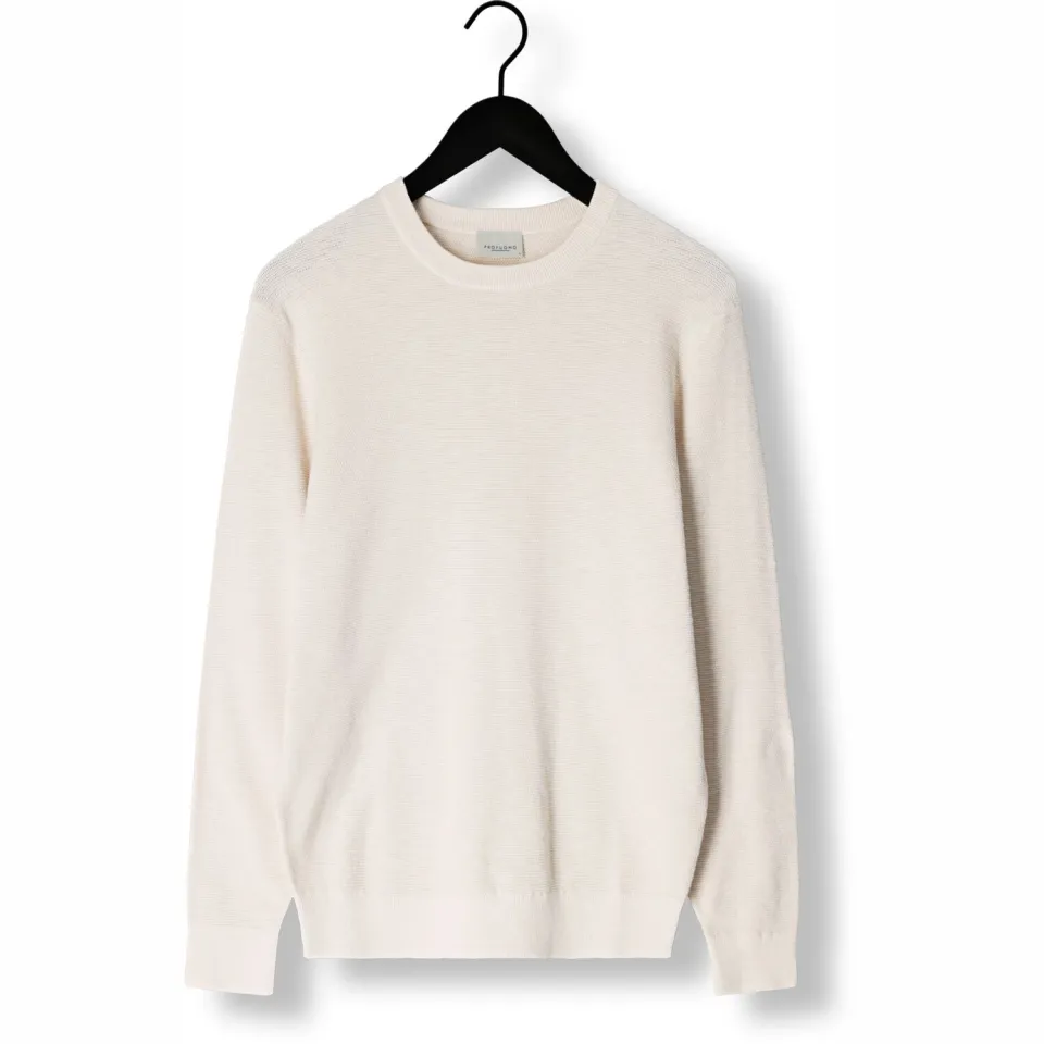Profuomo Heren Truien & Vesten Structure Crew Neck - Ecru, foto 2