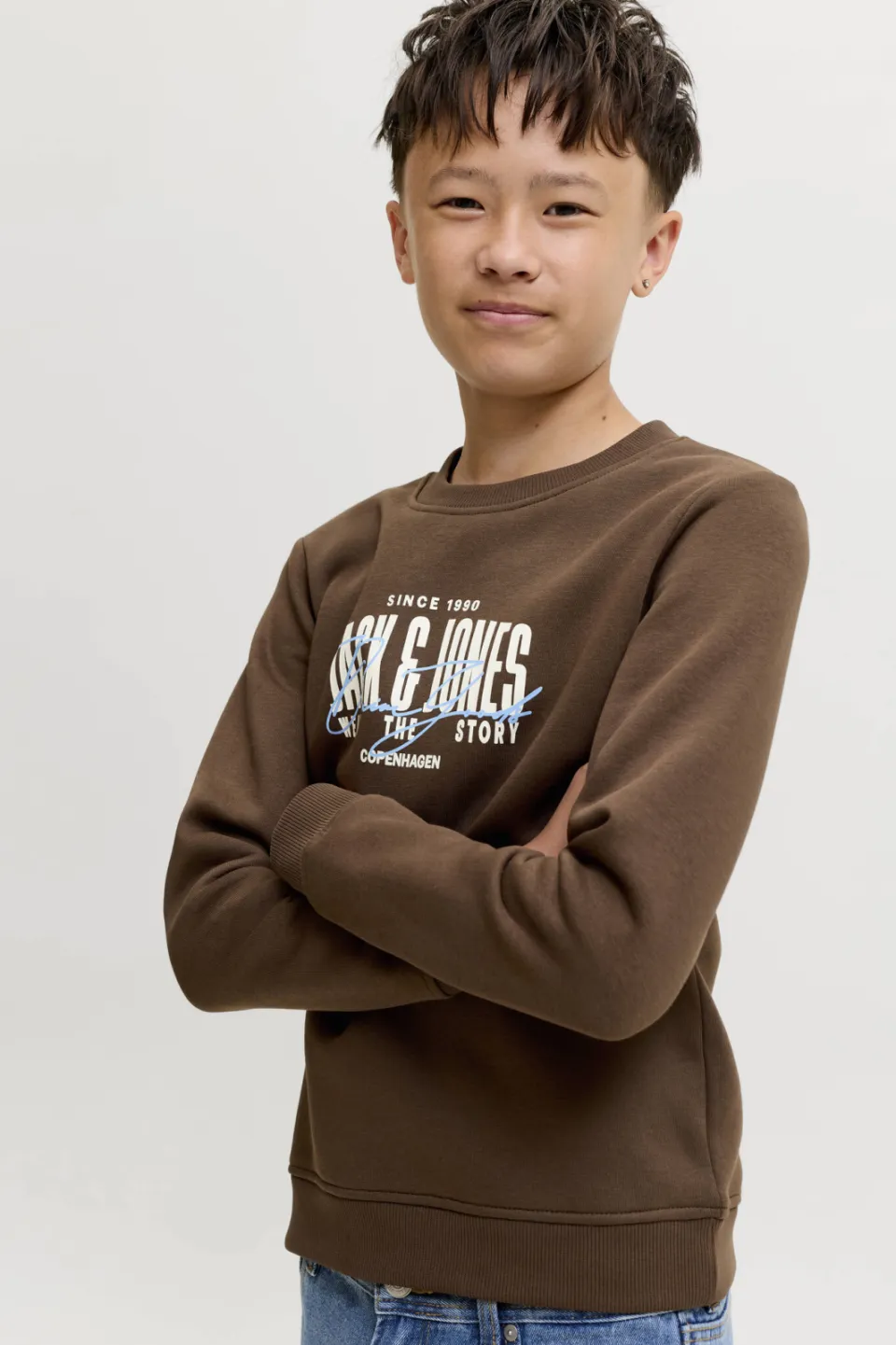 Jack & Jones JUNIOR sweater met logo - donkerbruin, foto 5
