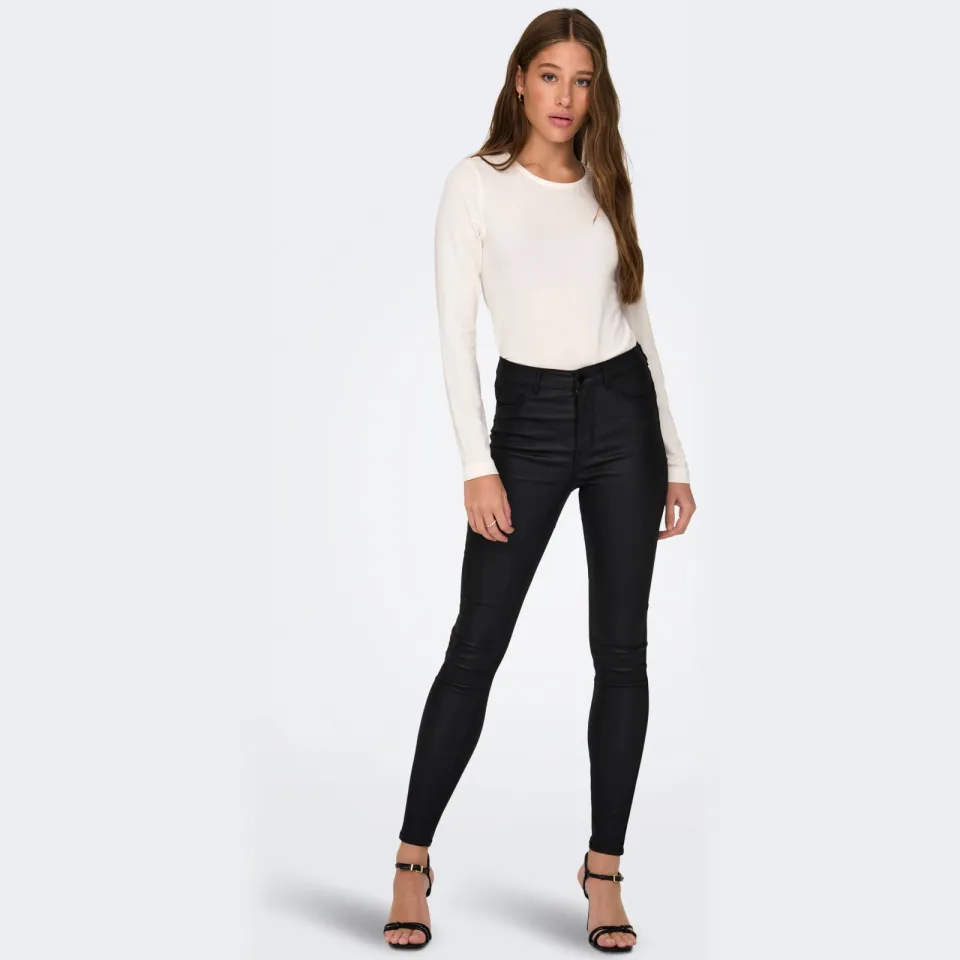 JDY JDYNEWTHUNDER coated skinny broek zwart, foto 3
