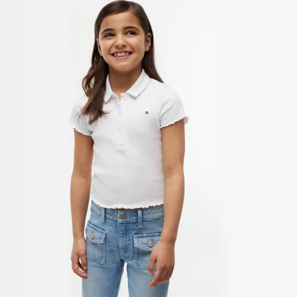 Tommy Hilfiger polo met golvende afwerking - wit, foto 3