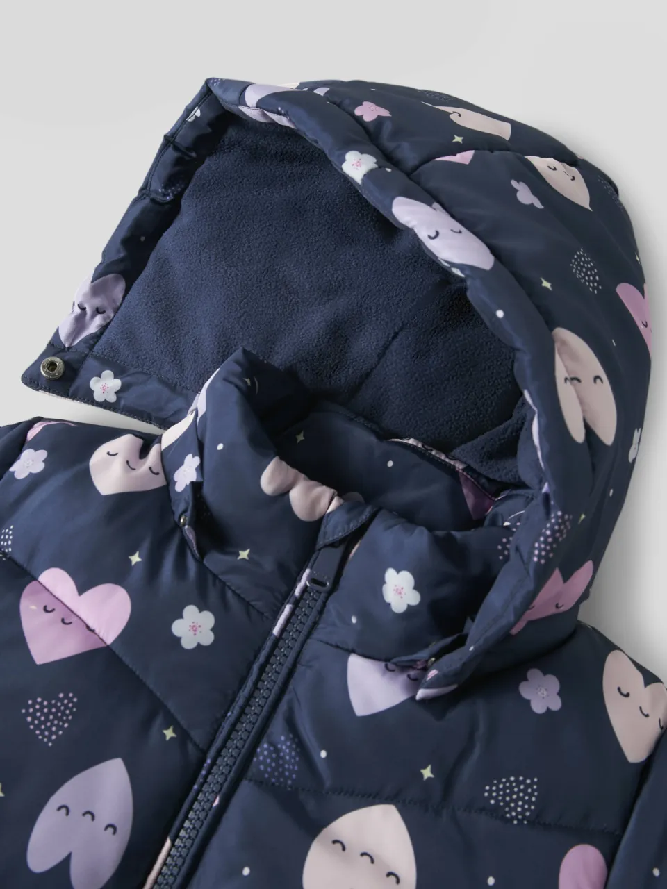 NAME IT MINI winterjas donkerblauw hartjesprint blauw, foto 6