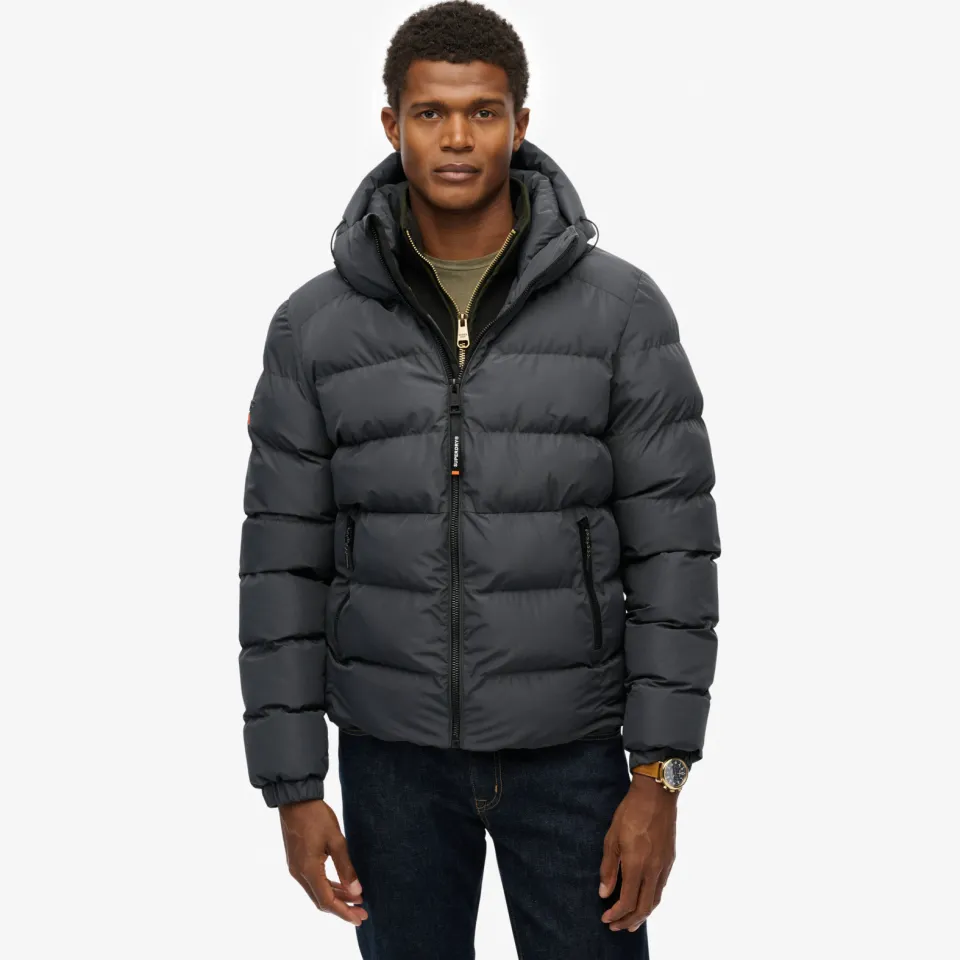 Superdry Hooded Sports Puffer winterjas antraciet, foto 3