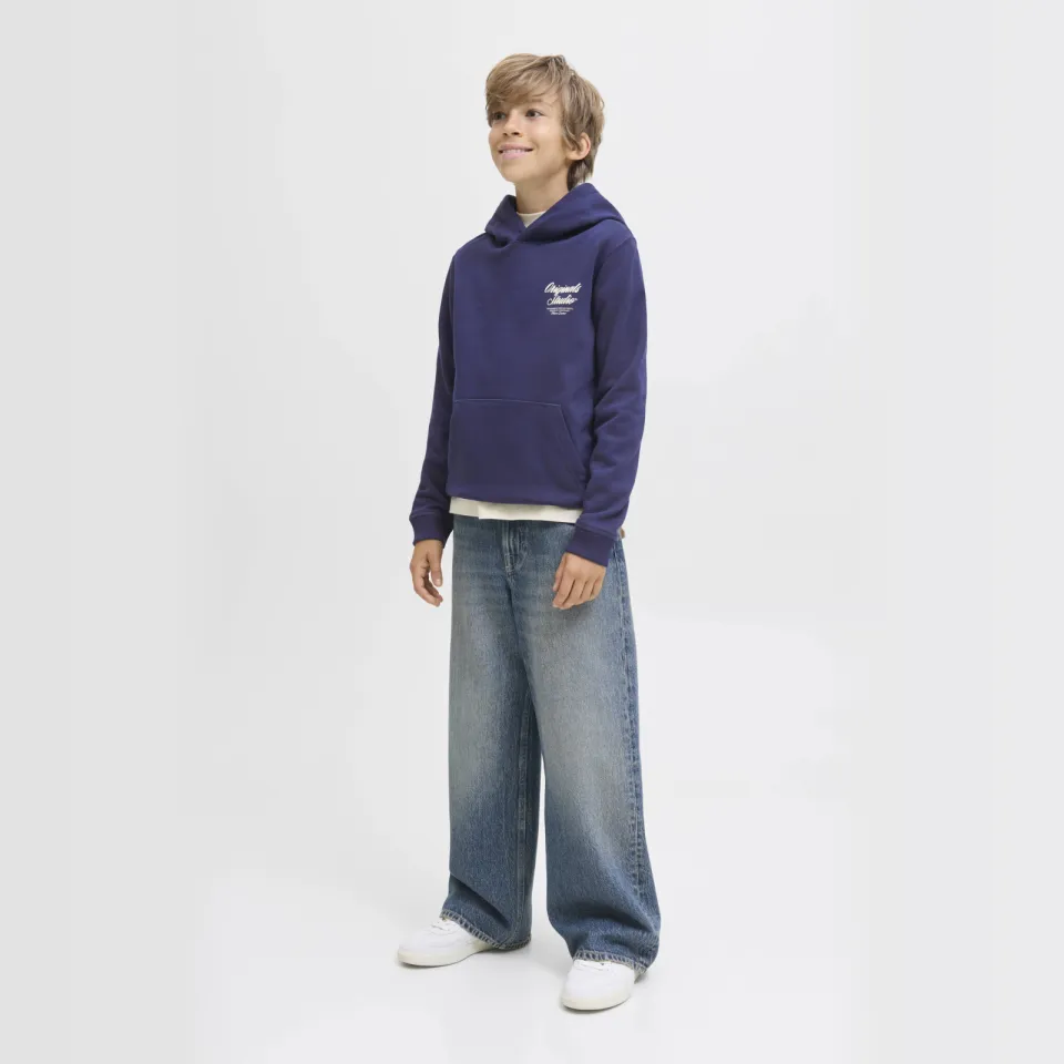 Jack & Jones JUNIOR hoodie met backprint donkerblauw