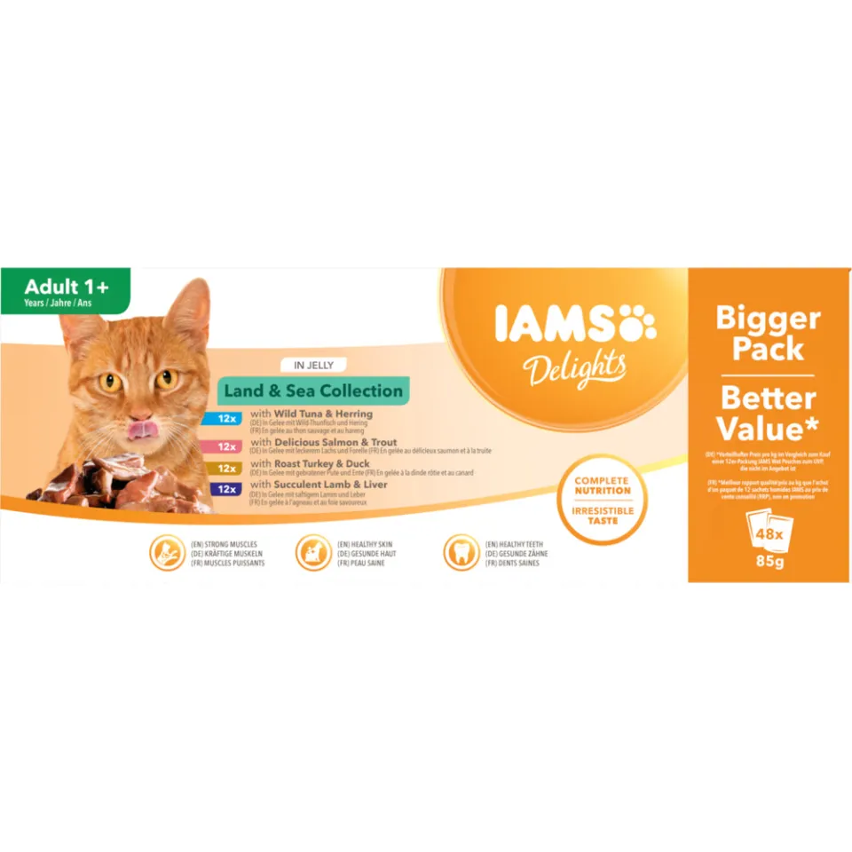 Iams Delights Land & Sea Collection natvoer kat in gelei, foto 2