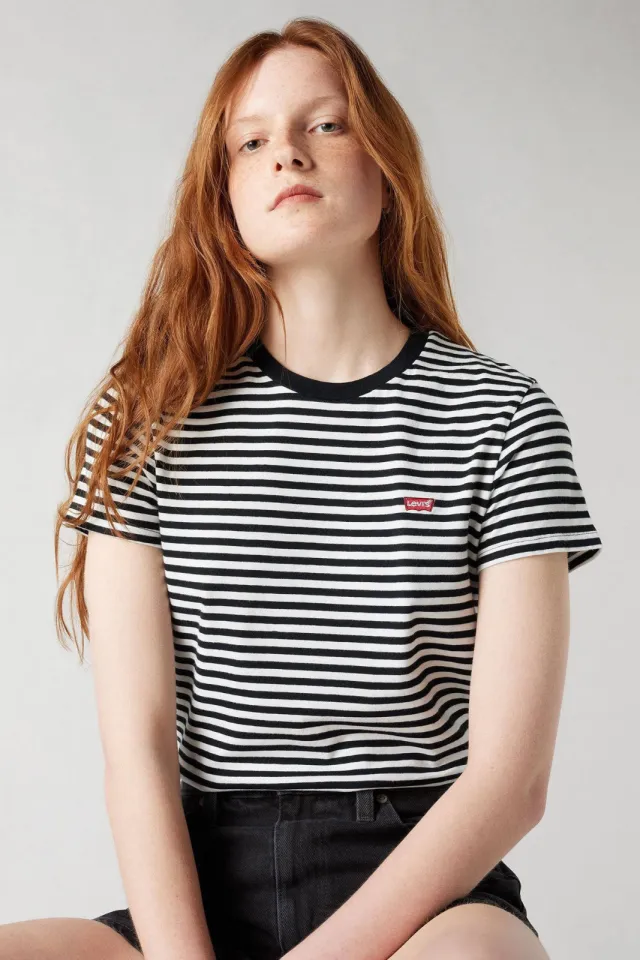 Levi's gestreept T-shirt met logo zwart/wit