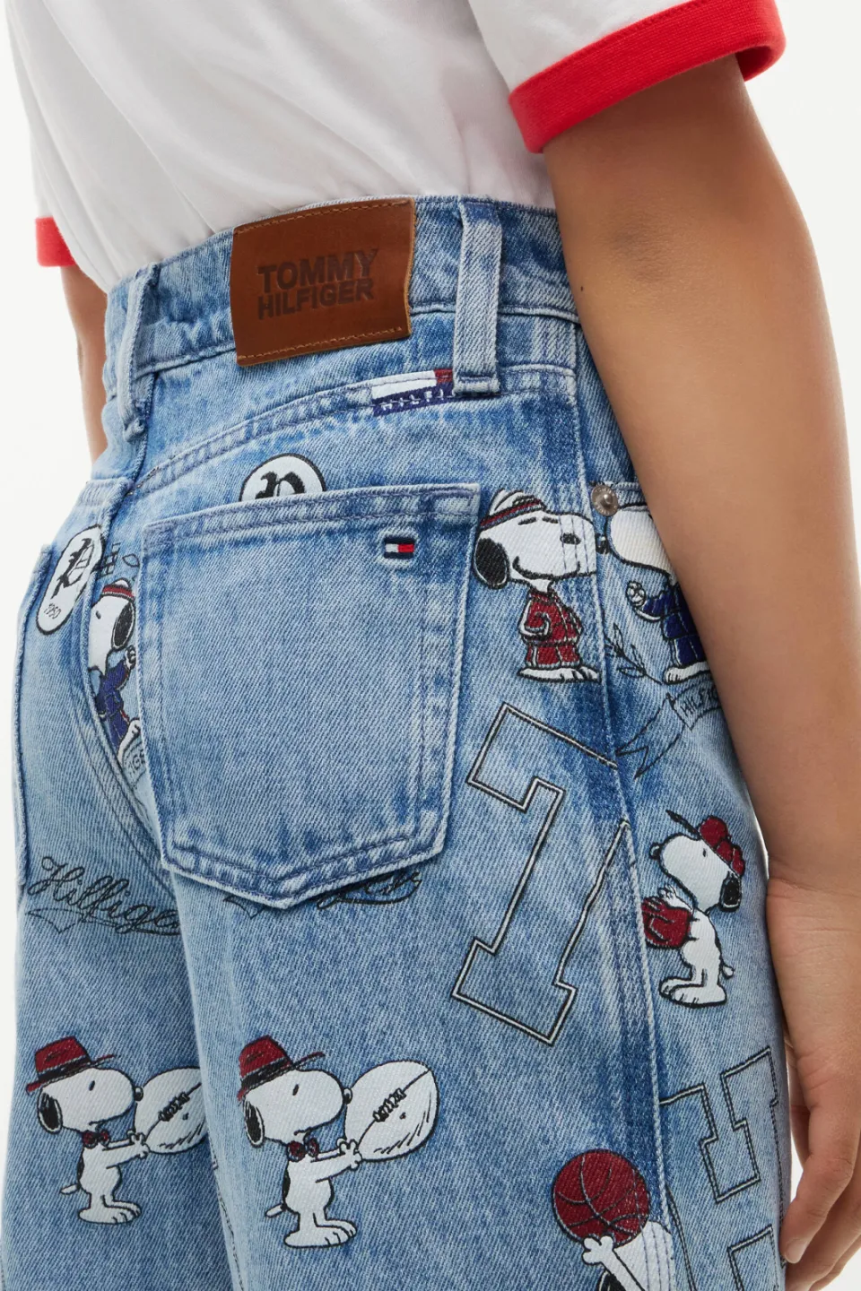 Tommy Hilfiger x Peanuts Snoopy Mabel wide leg jeans met print - lichtblauw denim, foto 6