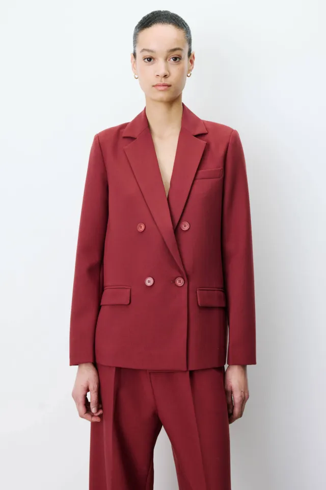 Grace & Mila double breasted blazer - donkerrood