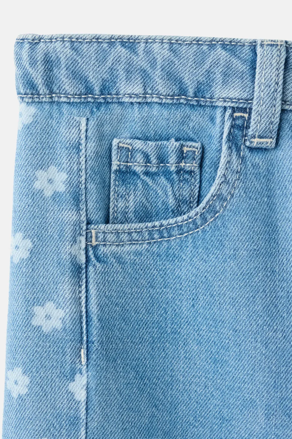 Mango Kids wide leg gebloemde jeans - lichtblauw, foto 5
