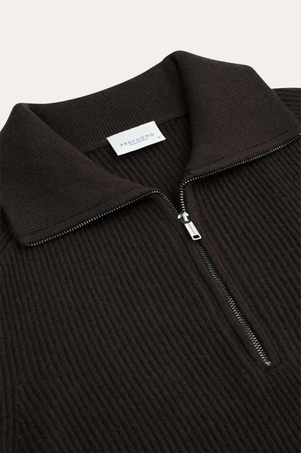 Profuomo wollen regular fit gebreide trui - donkerbruin, foto 4