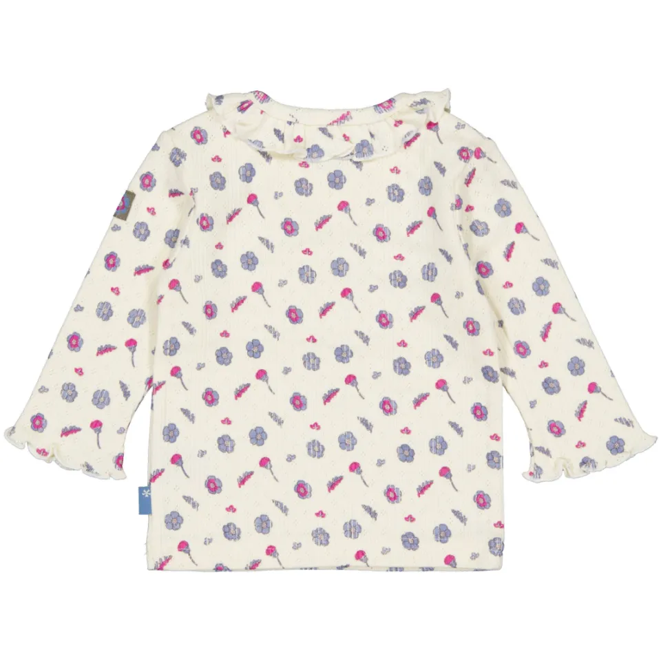 BESS gebloemde longsleeve met ruches ecru, foto 3