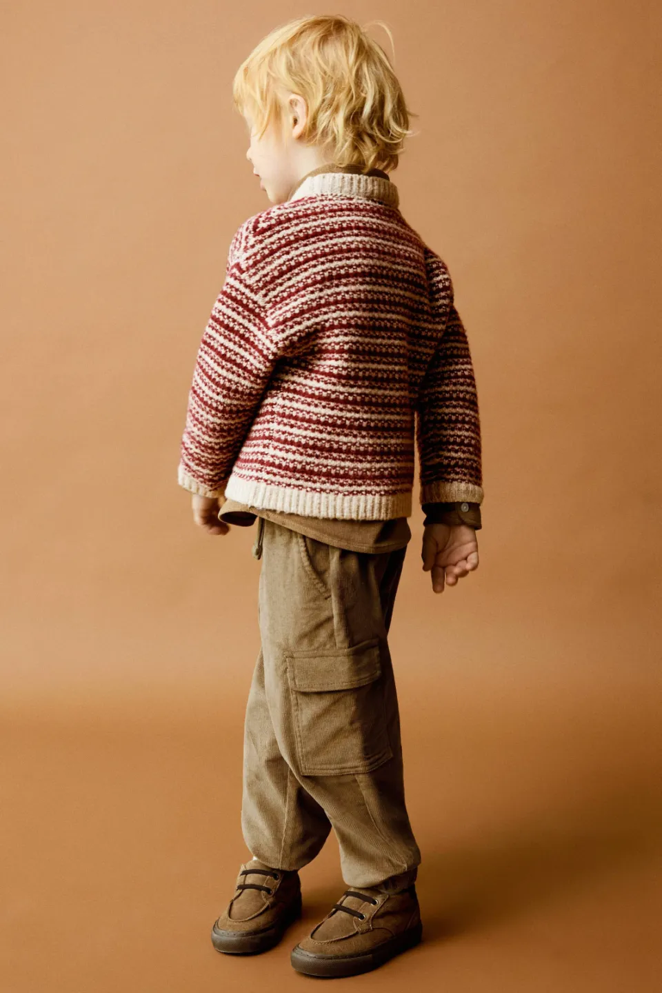 Mango Kids corduroy cargobroek bruin, foto 3