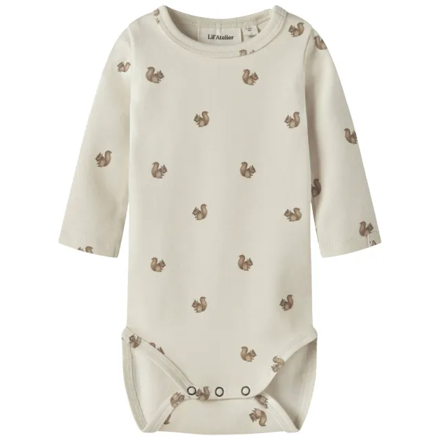 Lil' Atelier NBNLAYO romper met print ecru Ecru/bruin