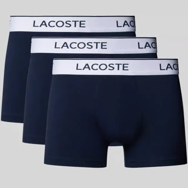 Lacoste Trunk boxershorts 3-pack marineblauw, foto 2