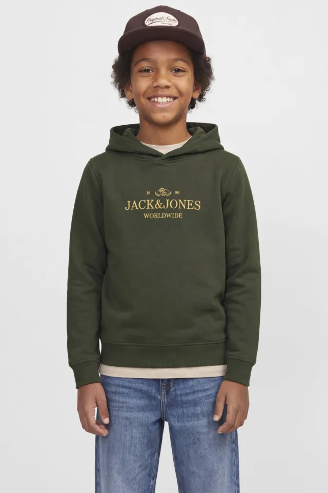 Jack & Jones JUNIOR hoodie met logo - donkergroen