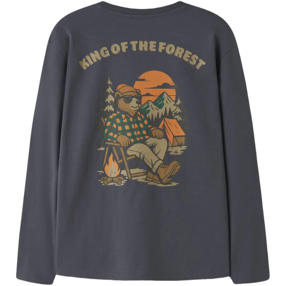 NAME IT rechtvallende longsleeve met printdetail grijsblauw, foto 2