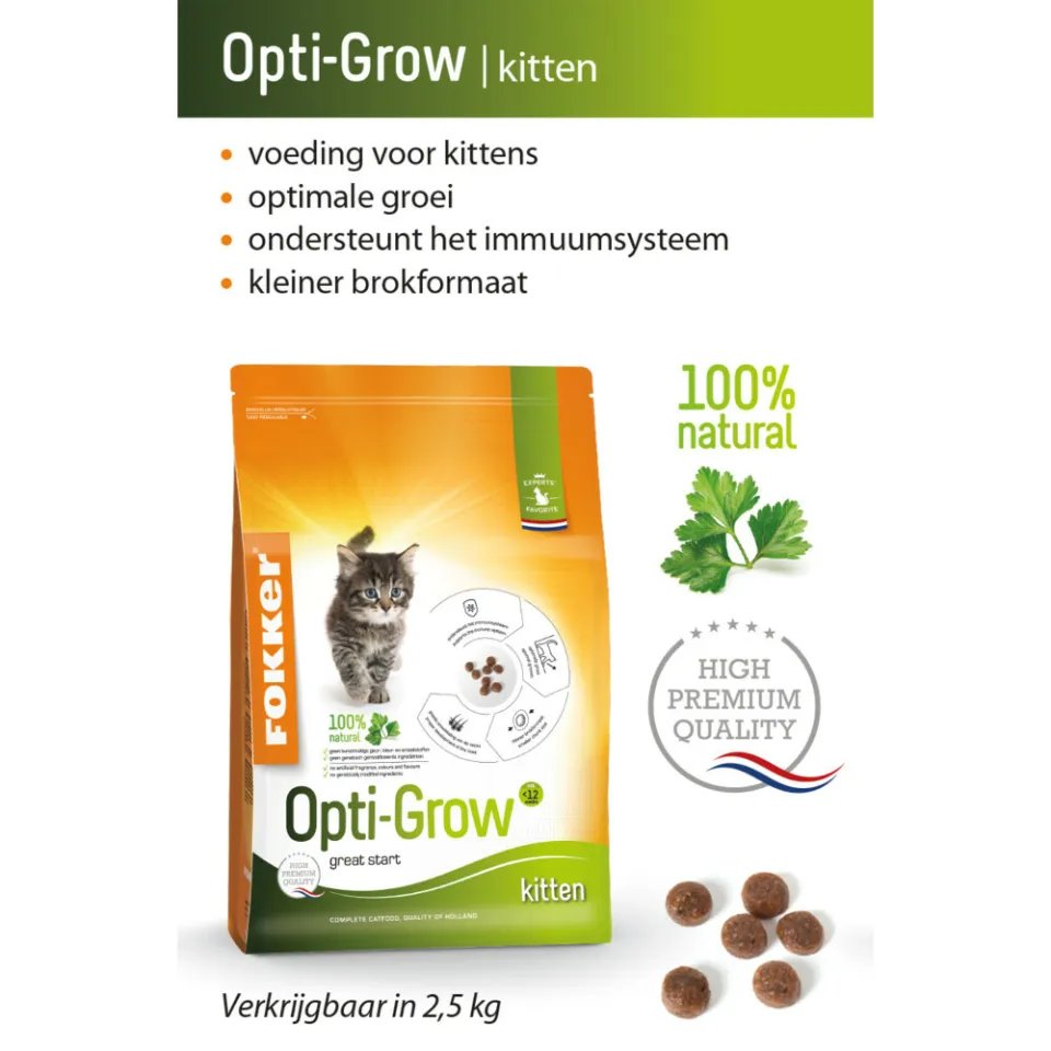 Fokker Opti-Grow kittenvoer gevogelte 2,5 kg, foto 2