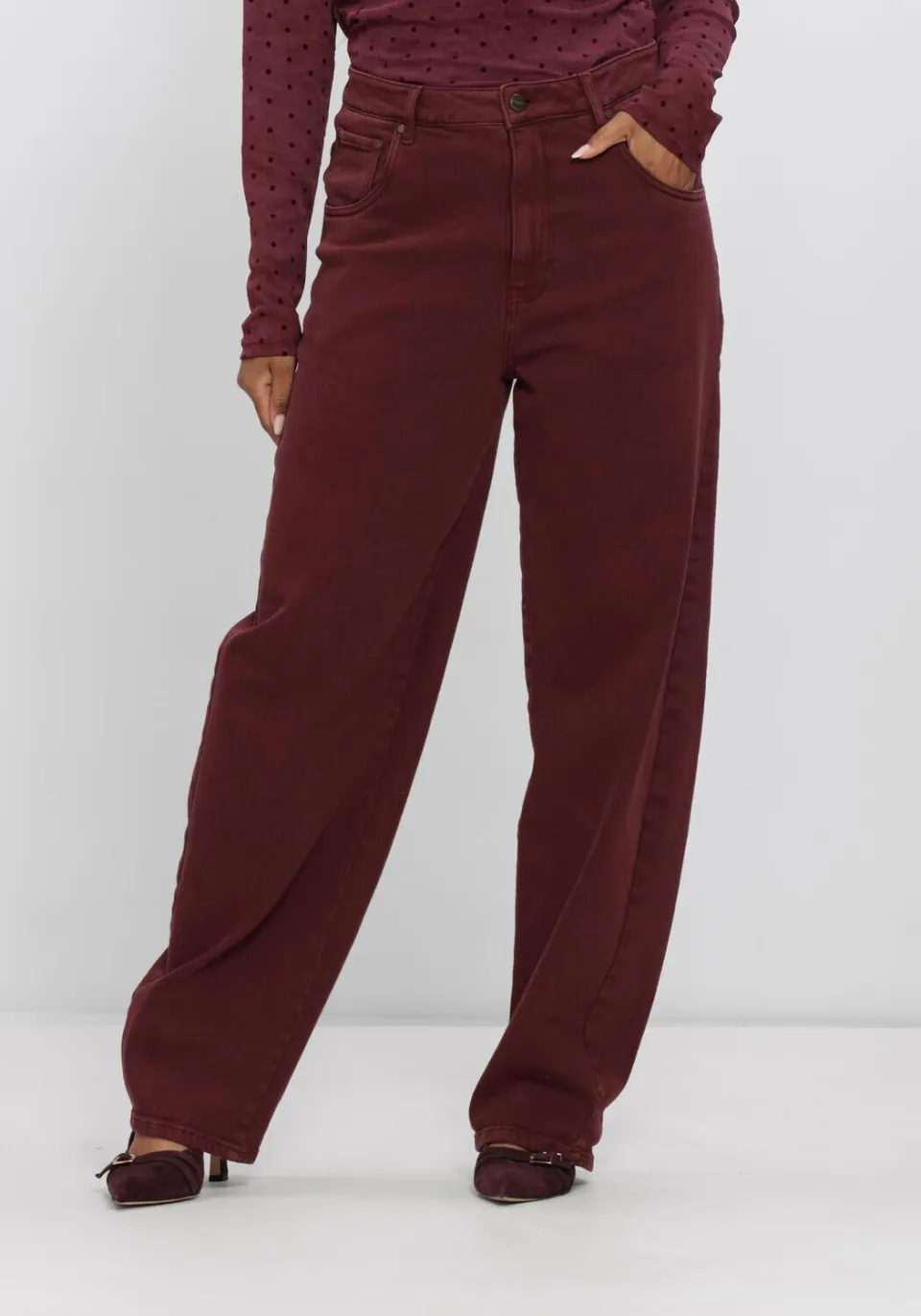 NUKUS Petra loose fit jeans - donkerrood, foto 7
