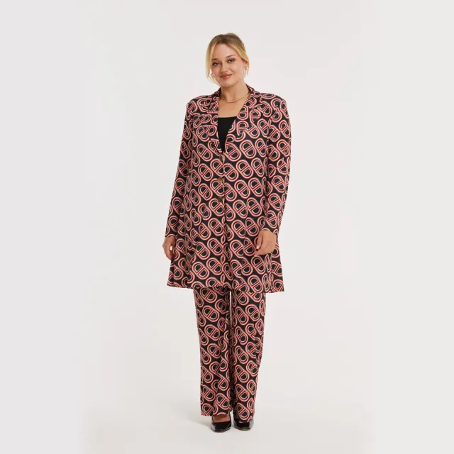 Yoek broek met print koraalrood zwart