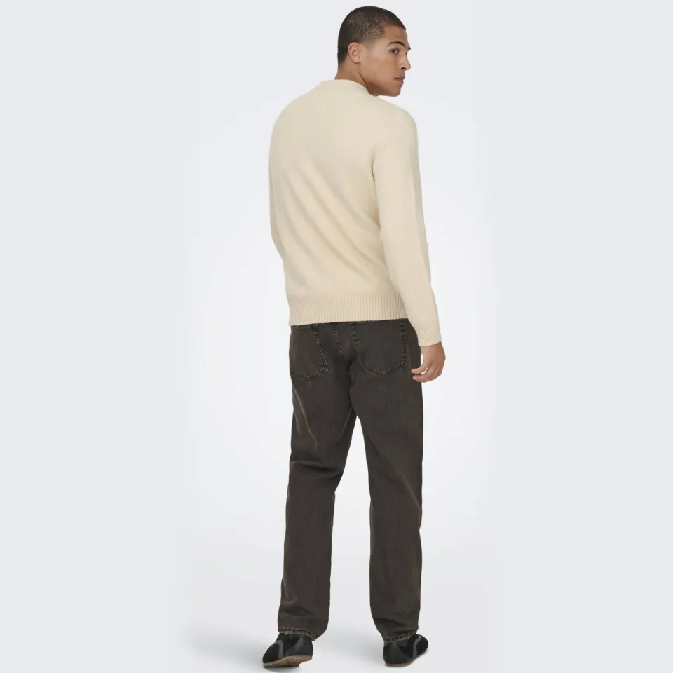 Only & Sons regular fit gebreide trui met wol - oatmeal, foto 3