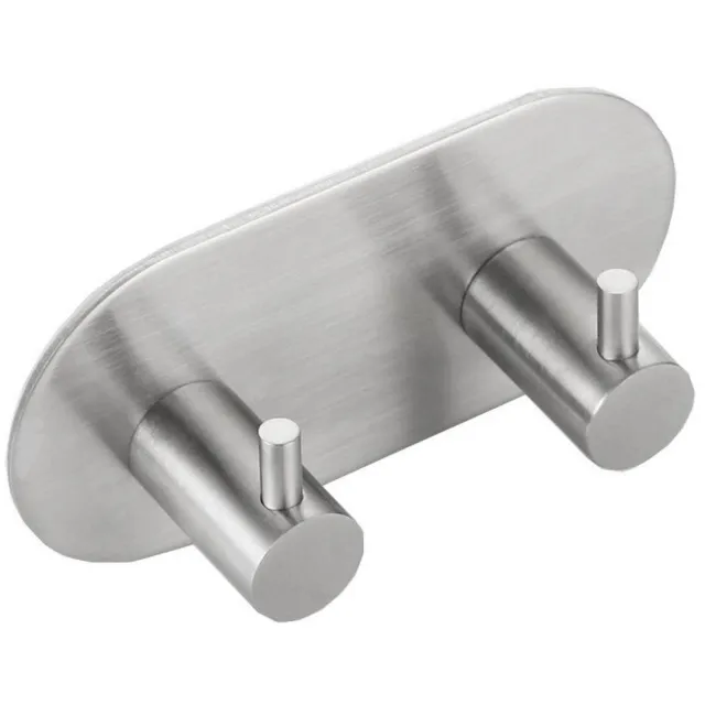 Sapho Dubbele Handdoekhaak Sapho 9.5x4.6 cm Zelfklevend Geborsteld RVS