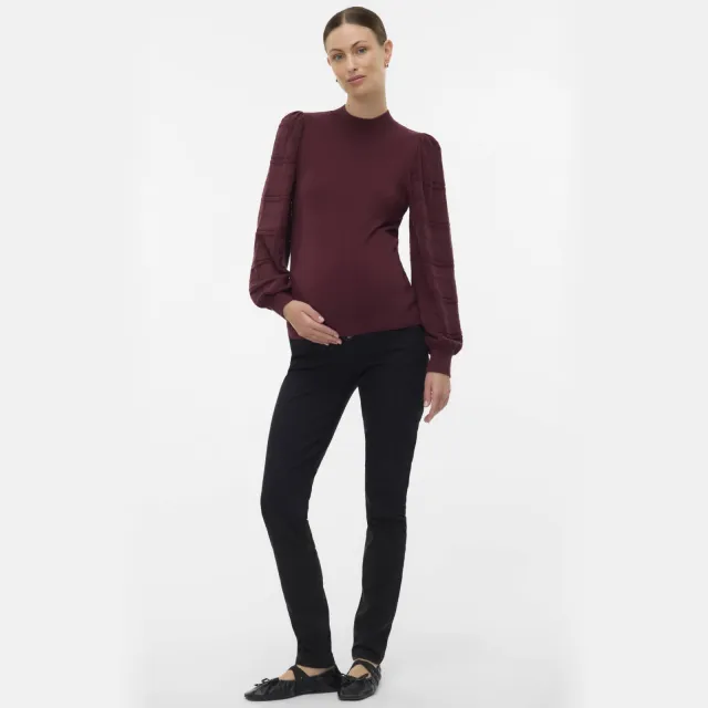Vero Moda MATERNITY rechtvallende gebreide zwangerschapstrui - donkerrood