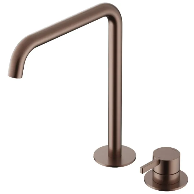 Hotbath Wastafel Mengkraan Hotbath ace 2-gats Met draaibare uitloop 28 cm Geborsteld Koper PVD