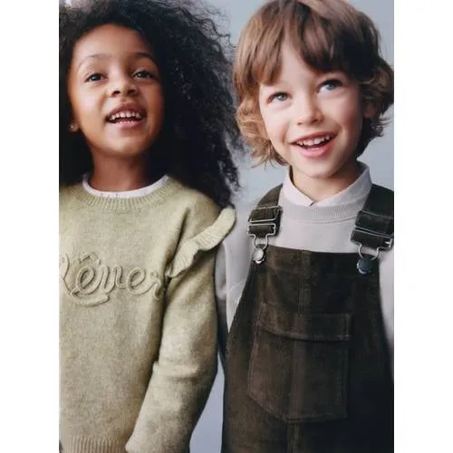 Mango Kids corduroy tuinbroek donkergroen, foto 3