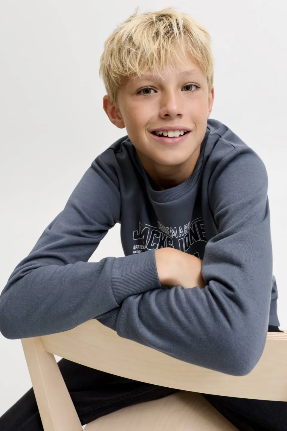 Jack & Jones JUNIOR sweater met logo - grijsblauw, foto 5