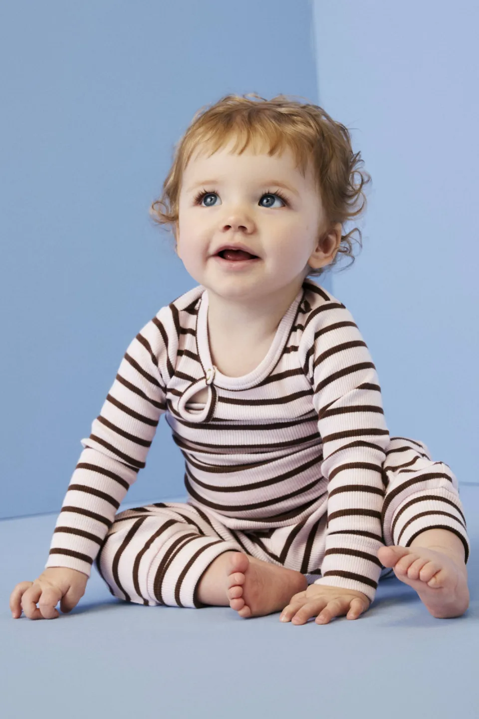 NAME IT BABY gestreepte babybroek roze Roze/bruin